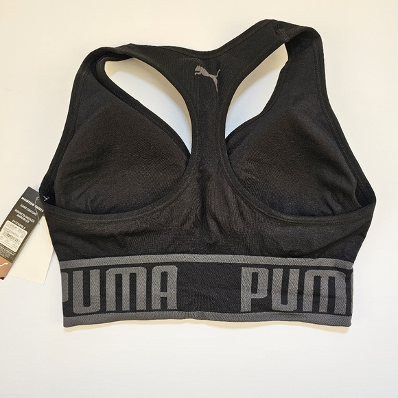 NWT Puma black and grey nylon elastane blend seamless training sports bra size S - Picture 3 of 5